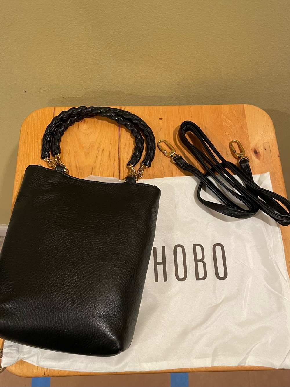 HOBO Navy Pebbled Leather Crossbody or Hand Held Bag with Braided Handles